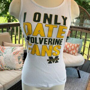 i ONLY DATE WOLVERINE FANS GLITTER WHITE TANK TOP SIZE LARGE